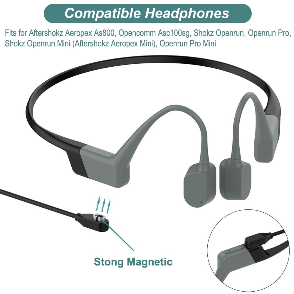 Magnetic Charging Cable Cord for After-Shokz Aeropex Open Run/Comm Headphone Lot