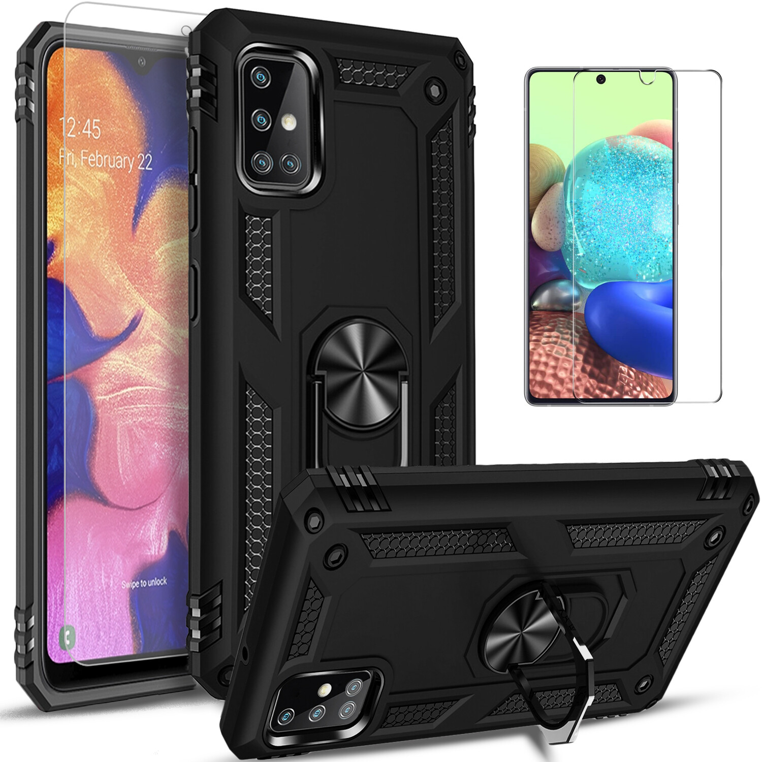 For Samsung Galaxy A71 5G A51 Case Phone Cover Kickstand + Tempered Glass Screen
