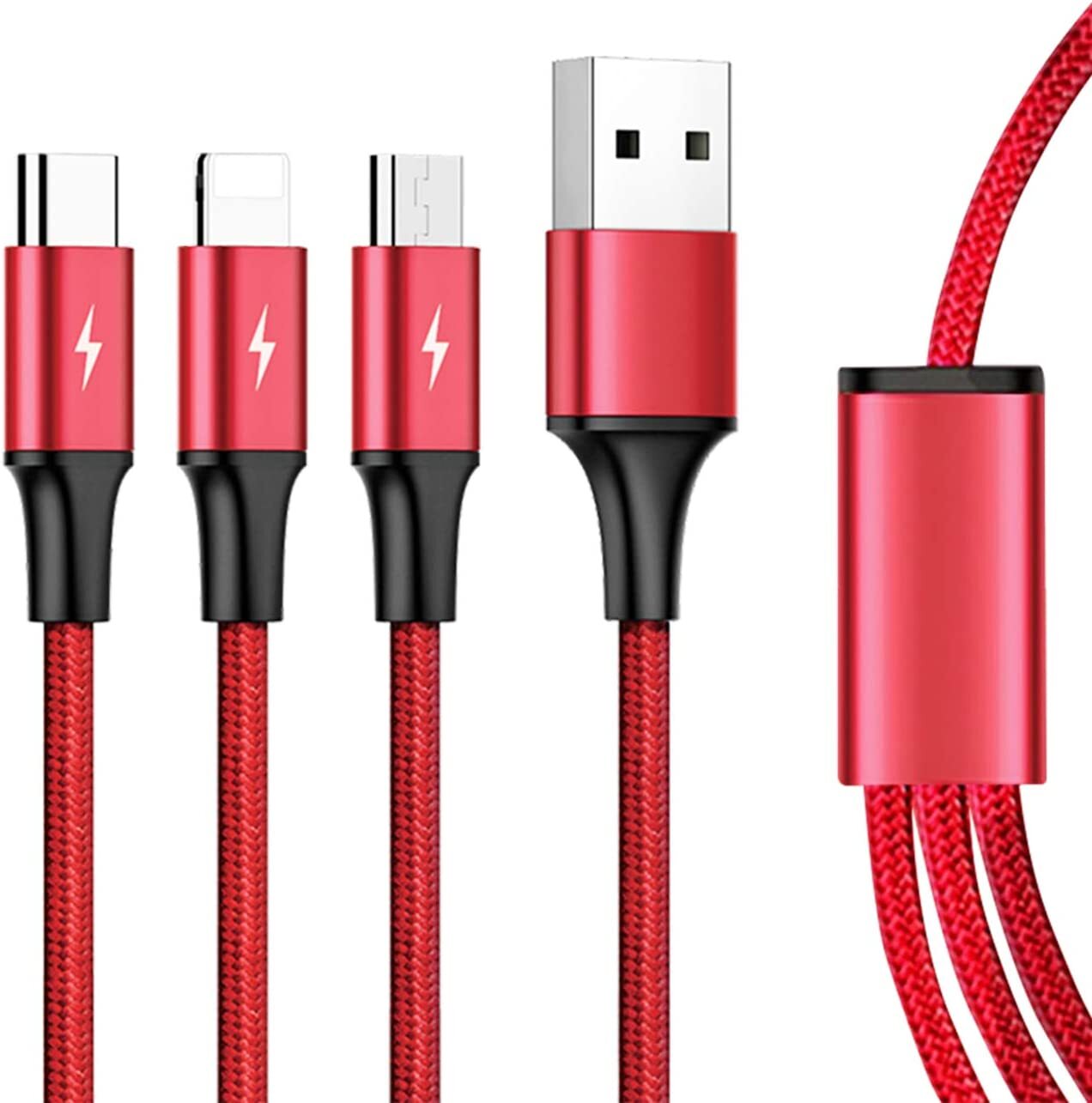 3-IN-1 USB CABLE TYPE-C 8-PIN MICRO-USB CHARGING WIRE for PHONES & TABLETS