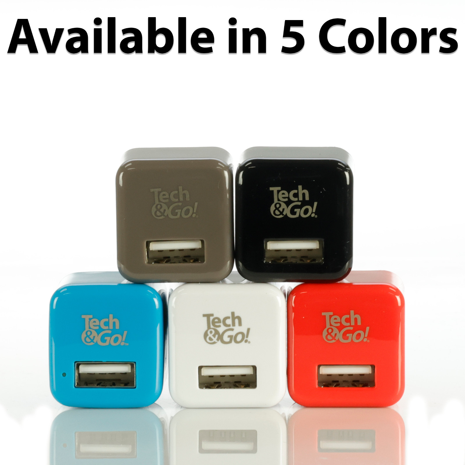 LOT of 5 Fashion Mini USB Wall Chargers, Mixed Colors, Bulk Wholesale Deal