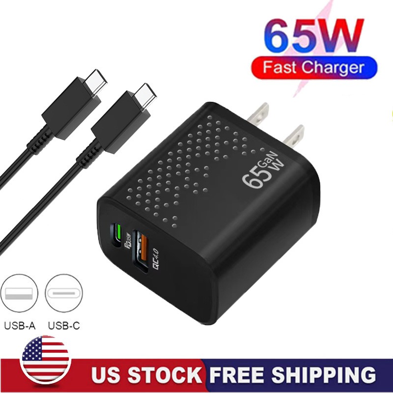 65w Type USB-C Super Fast Wall Charger 3FT Cable For Samsung Galaxy S23 S22 S21
