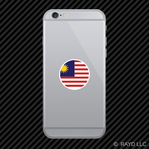 Round Malaysian Flag Cell Phone Sticker Mobile Malaysia MYS MY