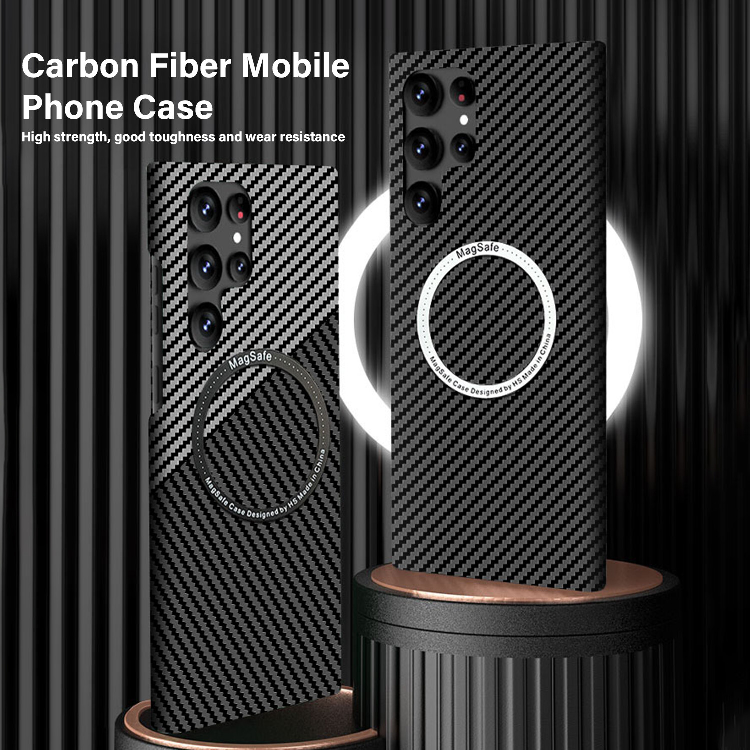 For Samsung Galaxy S24 S23 Ultra S22 S21 Magnetic MagSafe Carbon Fiber Slim Case
