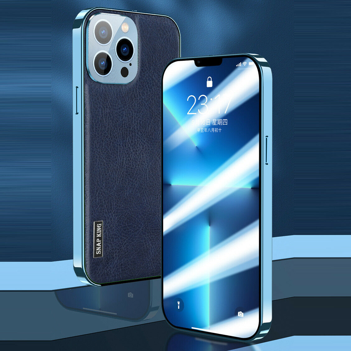 360 Case For iPhone 13 Pro Max Aluminum Alloy Tempered Glass Leather Protection