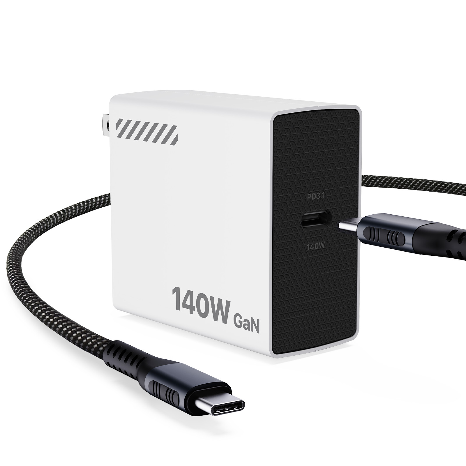140W GaN Fast Charger USB-C PD 3.1 Power Adapter for Laptop Tablet Phone Travel