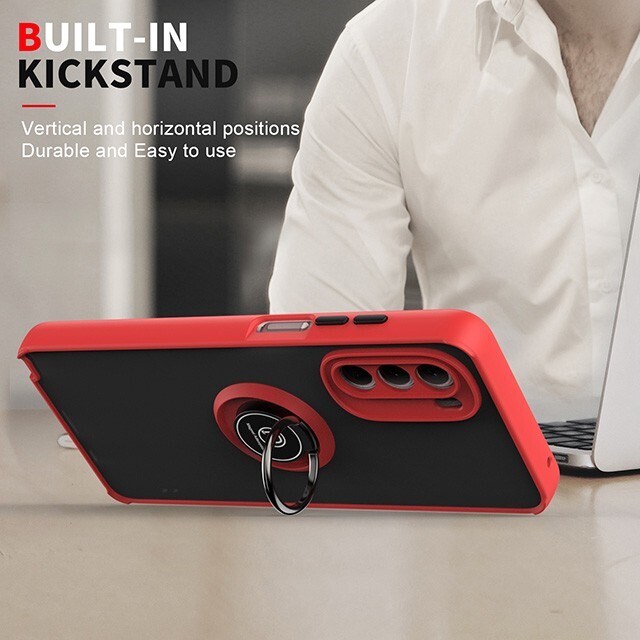 For Motorola Moto G 5G 2022 Matted Ring Holder Kickstand Case