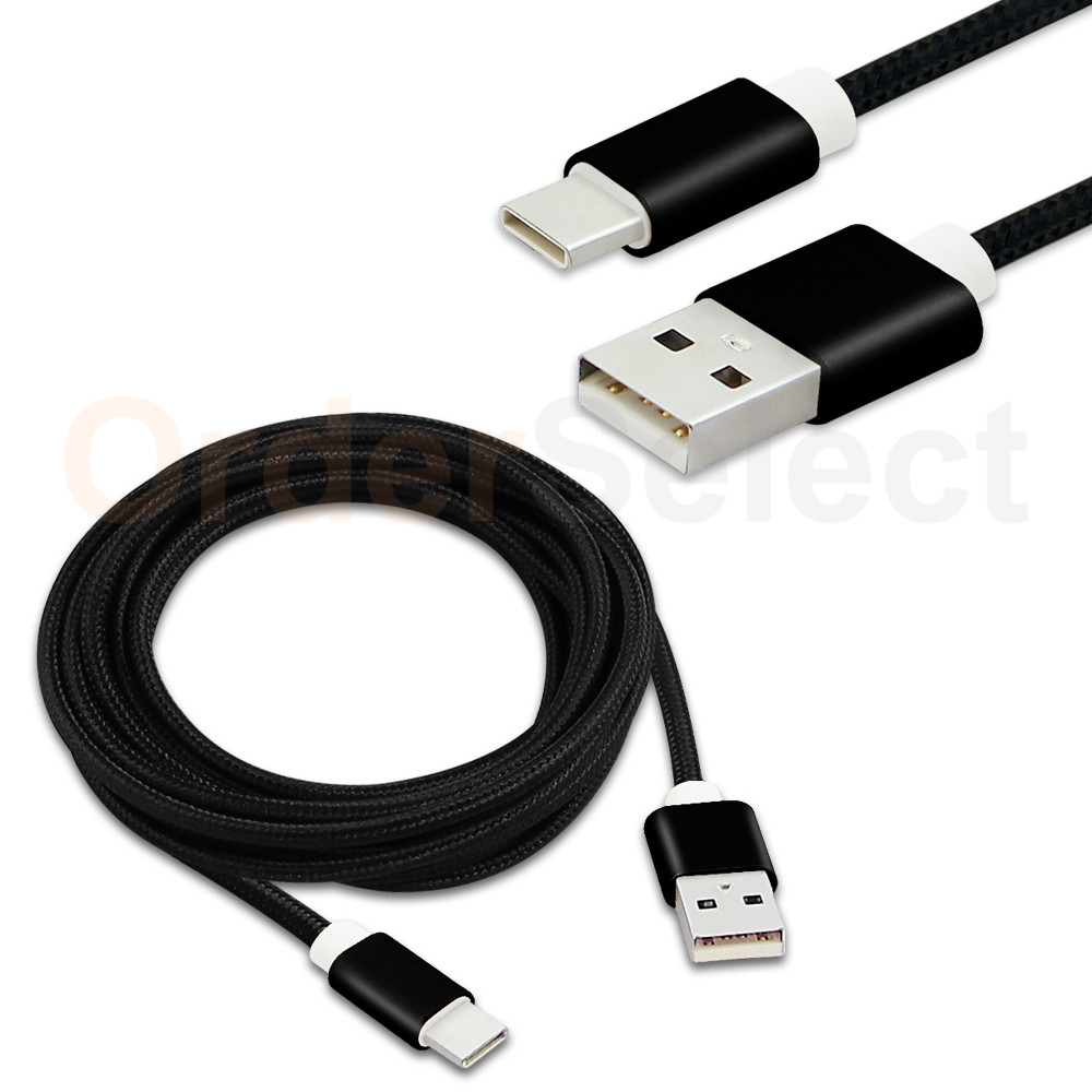 USB Type C 10FT Nylon Braided Charger Data Cable Cord for Android Cell Phone