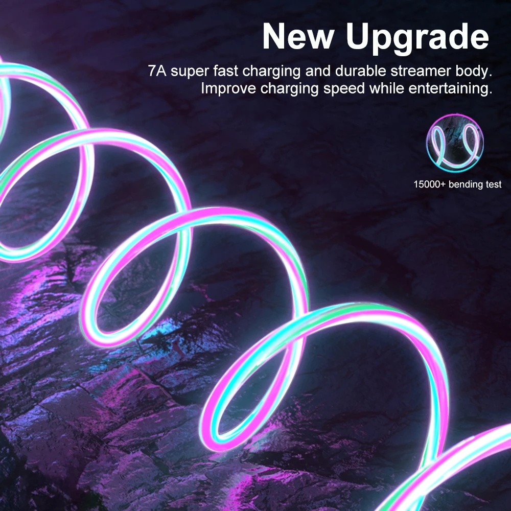 1PC Fast Charging Luminous Mobile Phone Charging Data Cable Type-C & IOS 1M