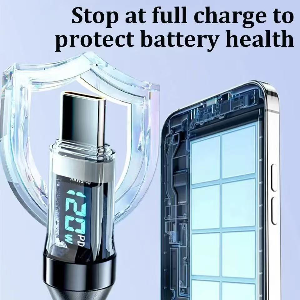 120w Super Fast USB Type-C Charging Braid Phone Charger Lead with Display LOT