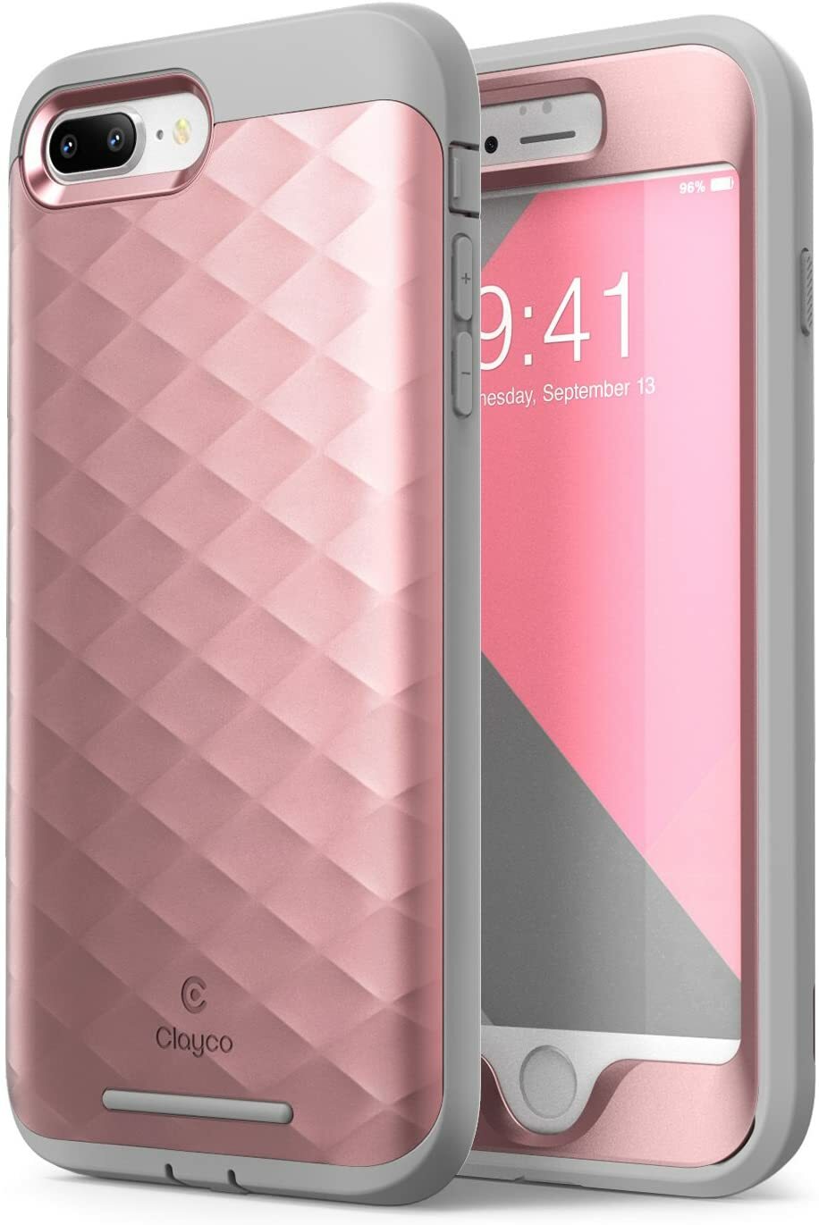 Clayco for iPhone 8 Plus 7 Plus, Screen Case 360° Tri-Layer Defense Shell Cover