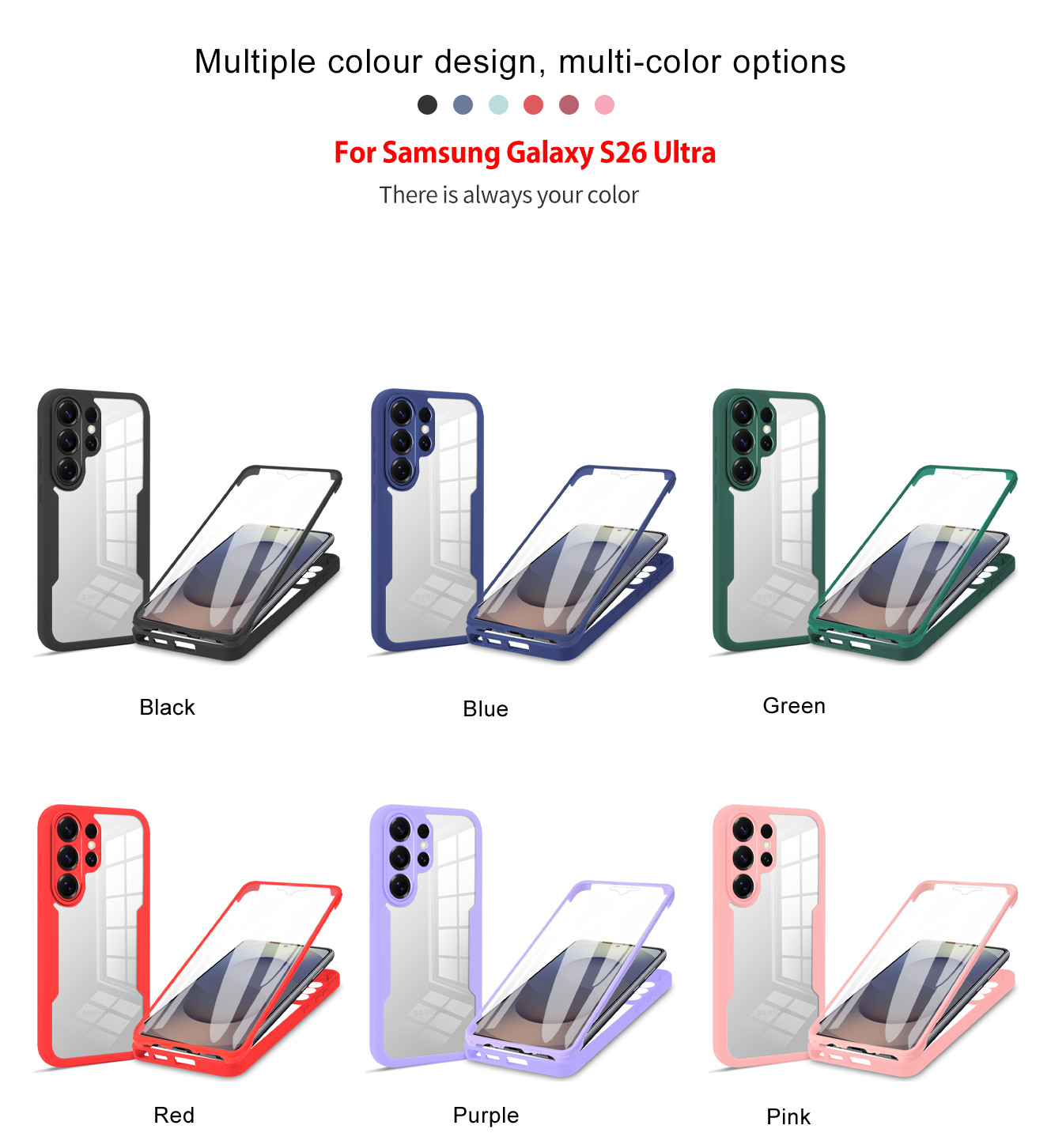 For Various Phone Hybrid Armor Acrylic Case 360° Protetor Full Cover ShockProof