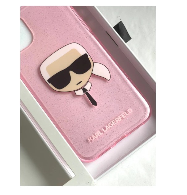 Karl Lagerfeld Choupette iPhone 11 Case Pink Glitter Hard Bumper Slim New