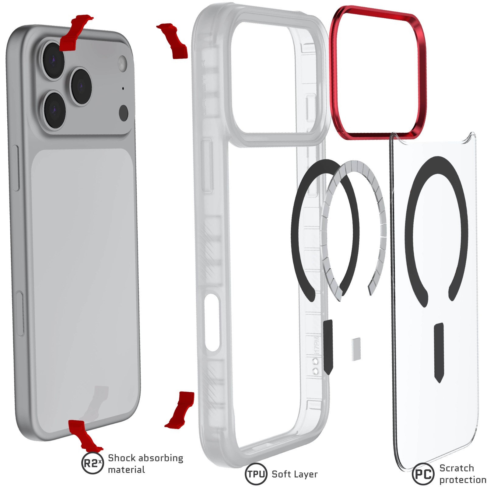 Ghostek Covert MagSafe Clear Phone Case for iPhone 17 / Pro / Max / Air / 17e