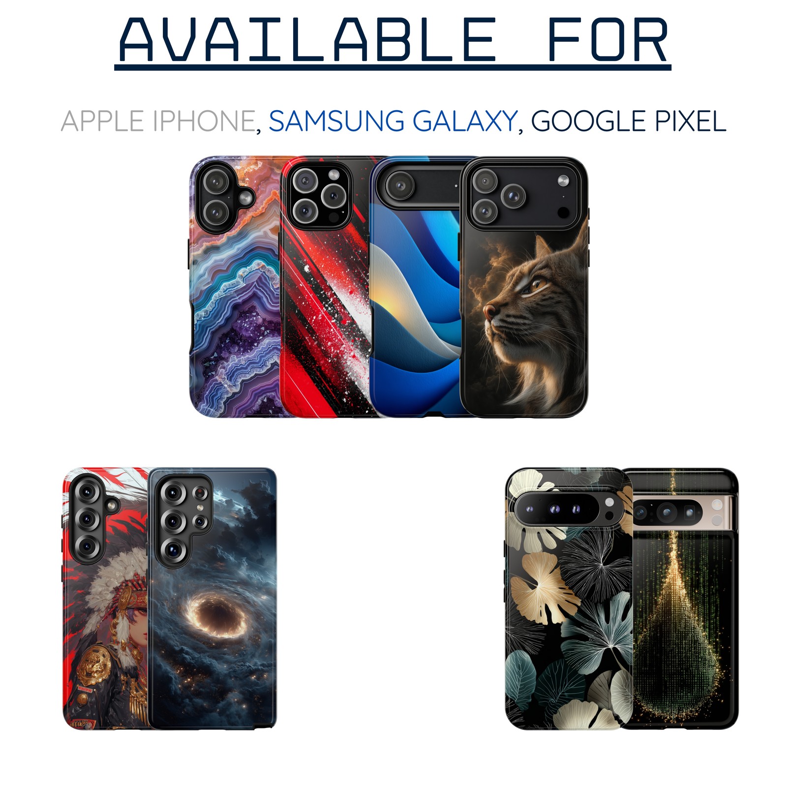 Phone Ink • Cactus Succulent Plants • Case for iPhone, Galaxy, Pixel