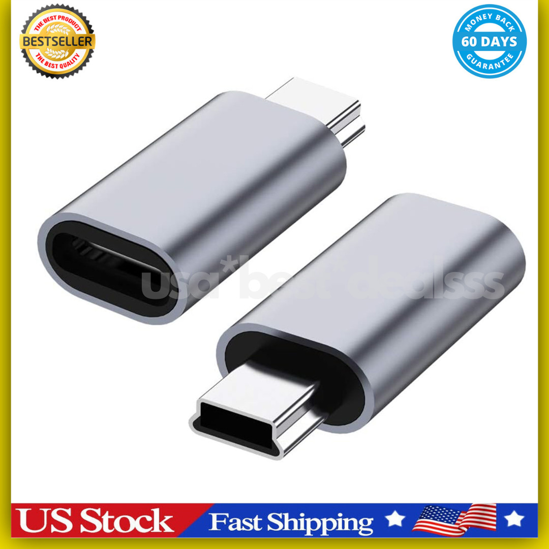 USB C To Mini USB 2.0 Adapter 2 Pack Type C Female Male Convert Connector NEW