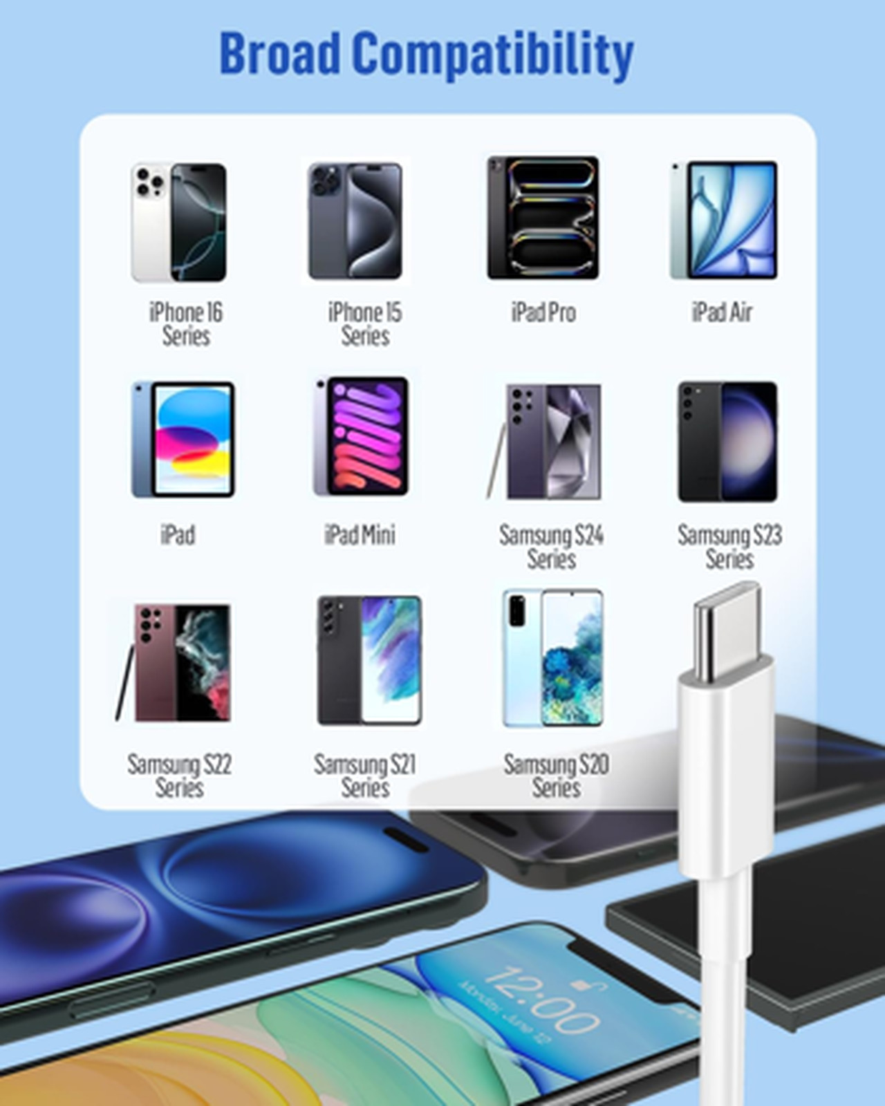 High Speed Car Carplay Cable for iPhone 17/17 Pro/17 Pro Max, (2Pack, 3ft) TPE