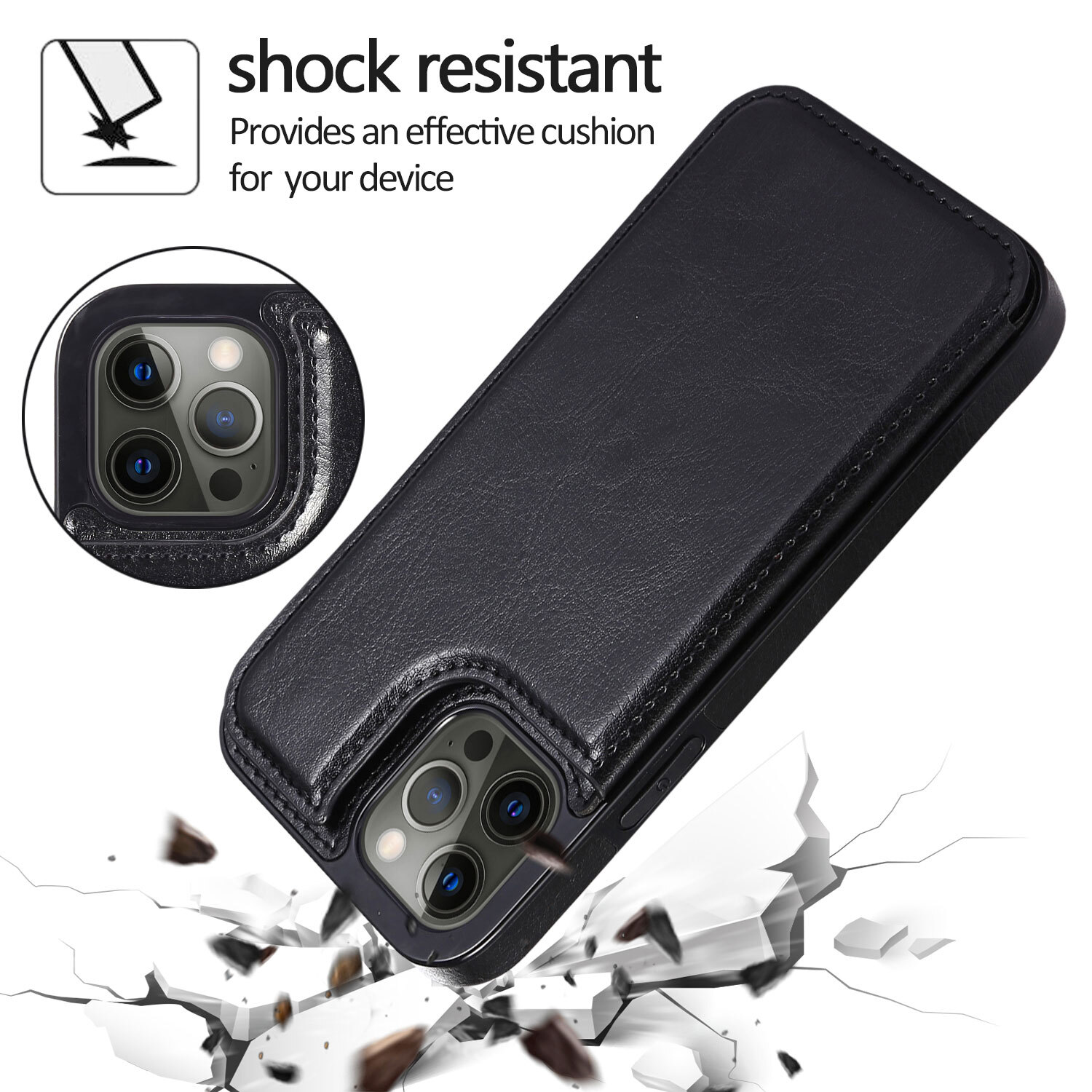 For iPhone 16 15 14 13 12 11 78 XS Wallet Case Cover Leather Magnetic Kickstand