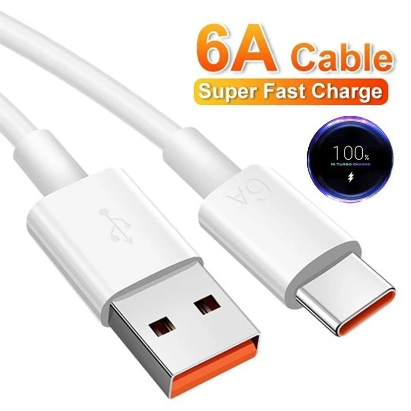 USB-C to USB-A IOS compatible USB-A 6A White Charging & Data Cable (3FT,1M)