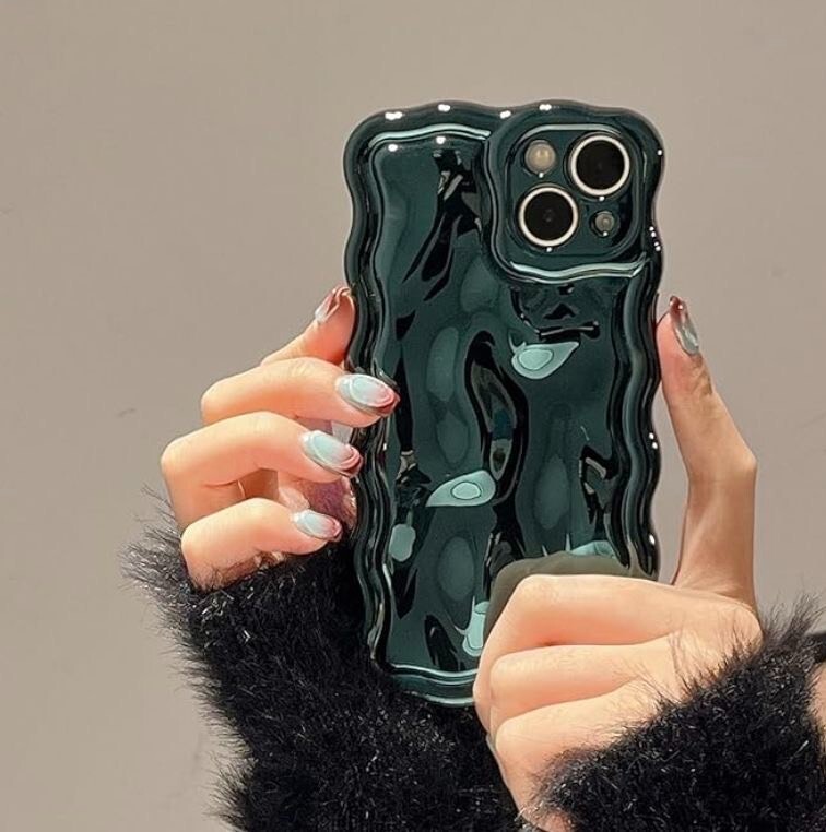 Luxury Plating 3D Wave Texture Soft Plain Phone Case For iPhone 15 Pro