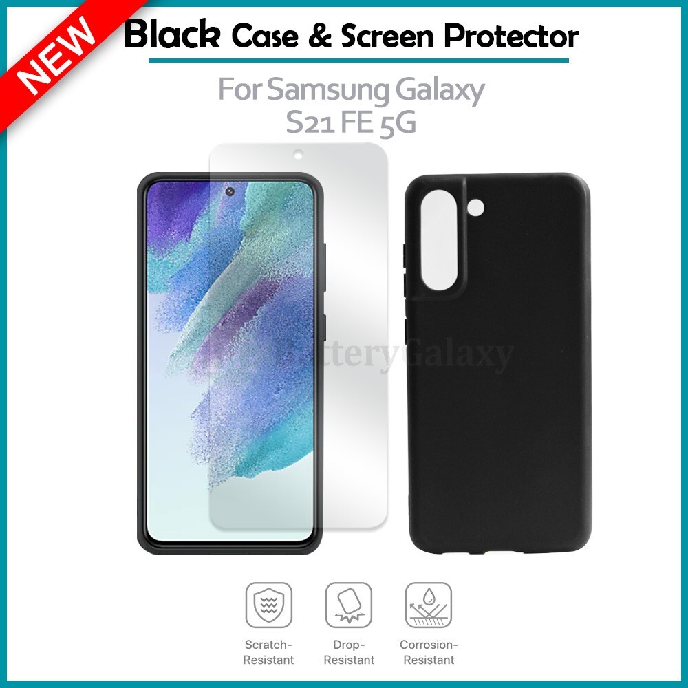 Slim Shockproof Case BLACK+LCD Screen Protector for Samsung Galaxy S21 FE 5G