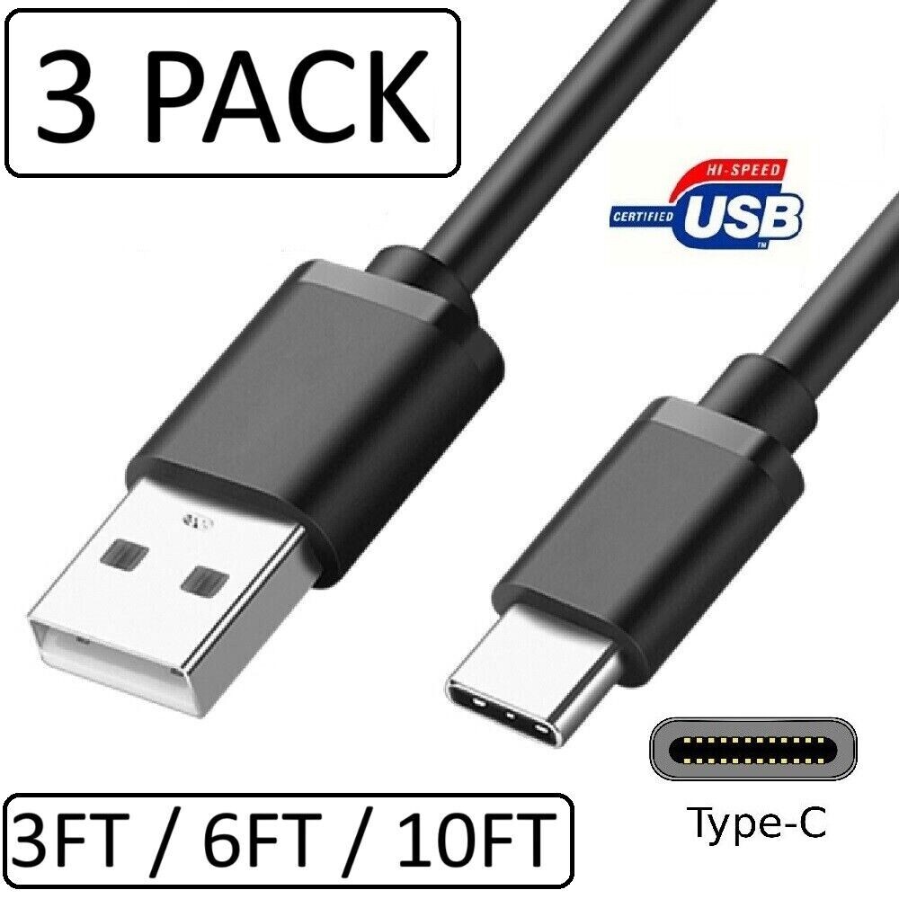 3-PACK USB C CABLE TYPE C to A FAST CHARGE 3FT 6FT 10FT for iPhone 15 & Samsung