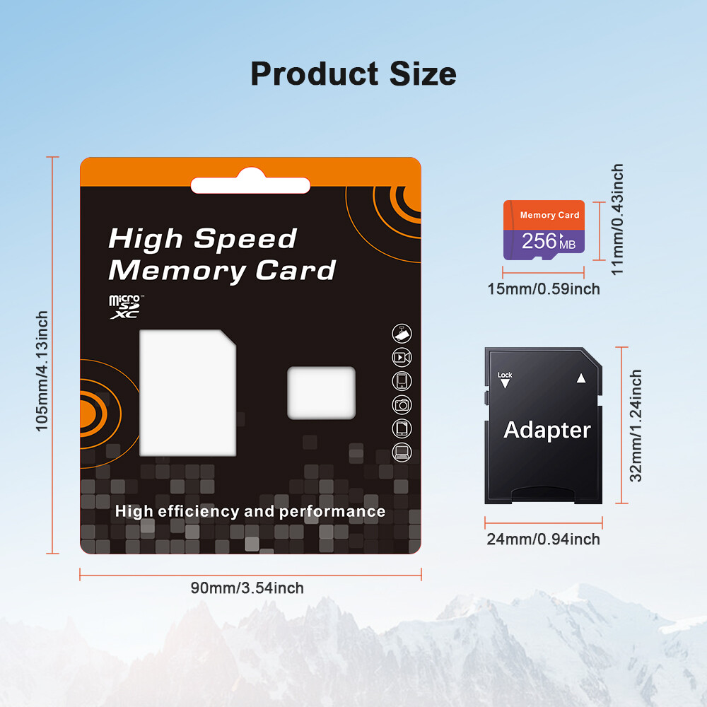 USA 256MB 5 PACK Micro SD Card Flash TF Card SD Card Class 4 With a Free Adapter