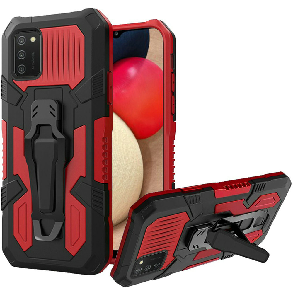 For Samsung A32/A42/A12/A02S 5G Case, Kickstand Belt Clip Phone Cover +Screen