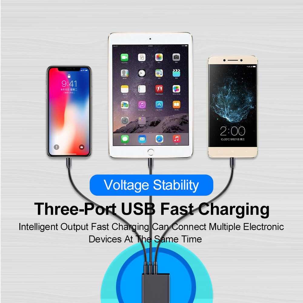 3PACK 3 Port Fast Quick QC 3.0 USB Hub Wall Charger Power Charge Adapter US Plug