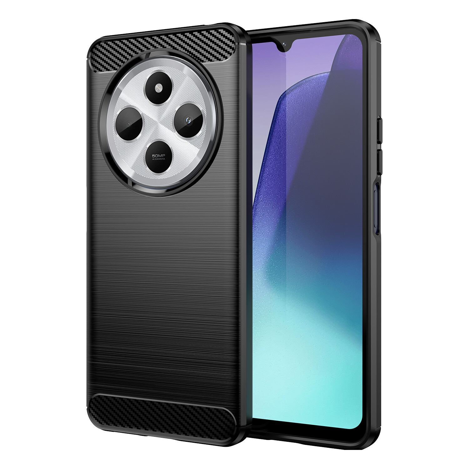 For XiaoMi RedMi 14C Luxury Magnetic Cover Plain Glossy Case + Tempered Glass