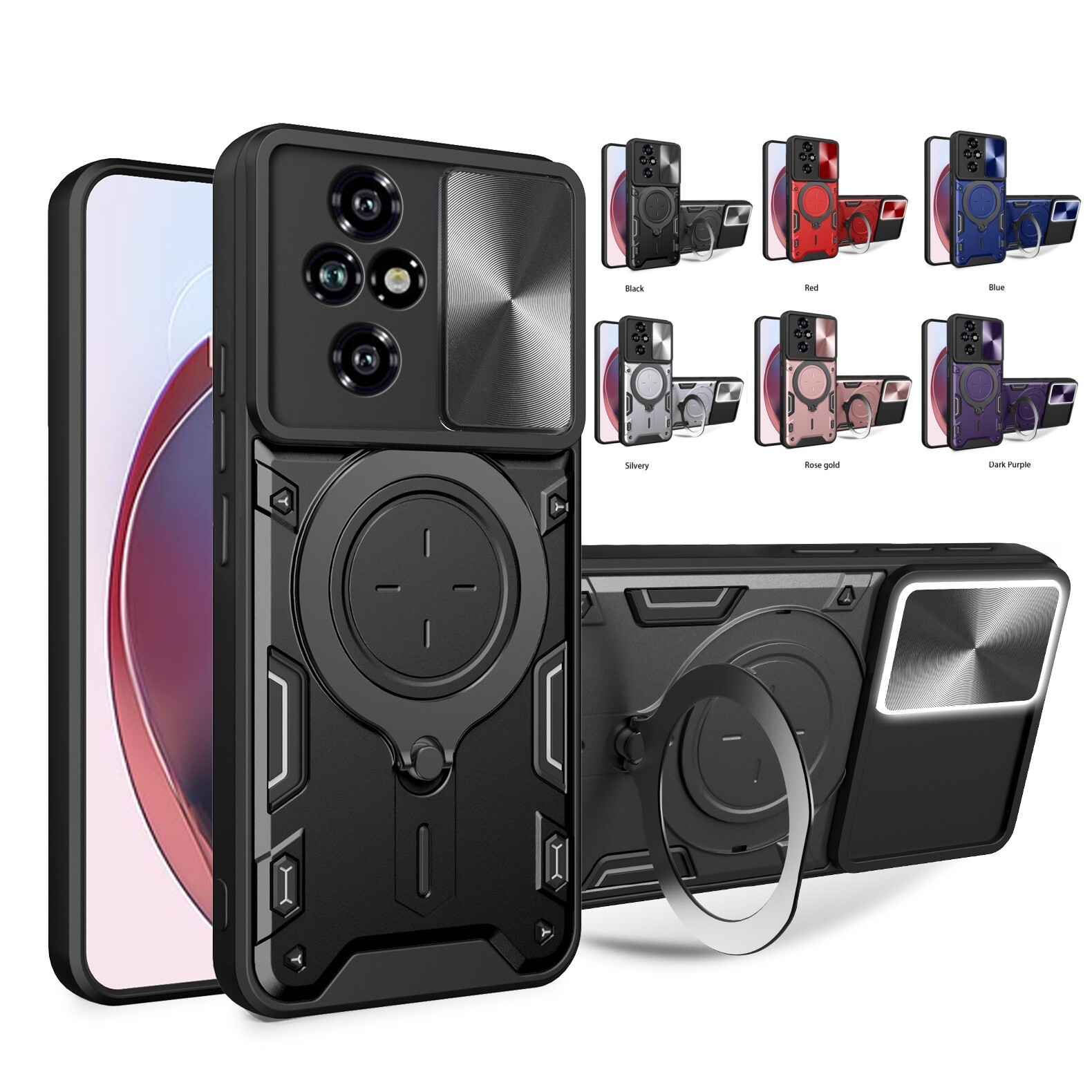 For Honor 200 Pro/ Lite / 200 Slide Camera Protec Armor Back 360 Ring stand Case