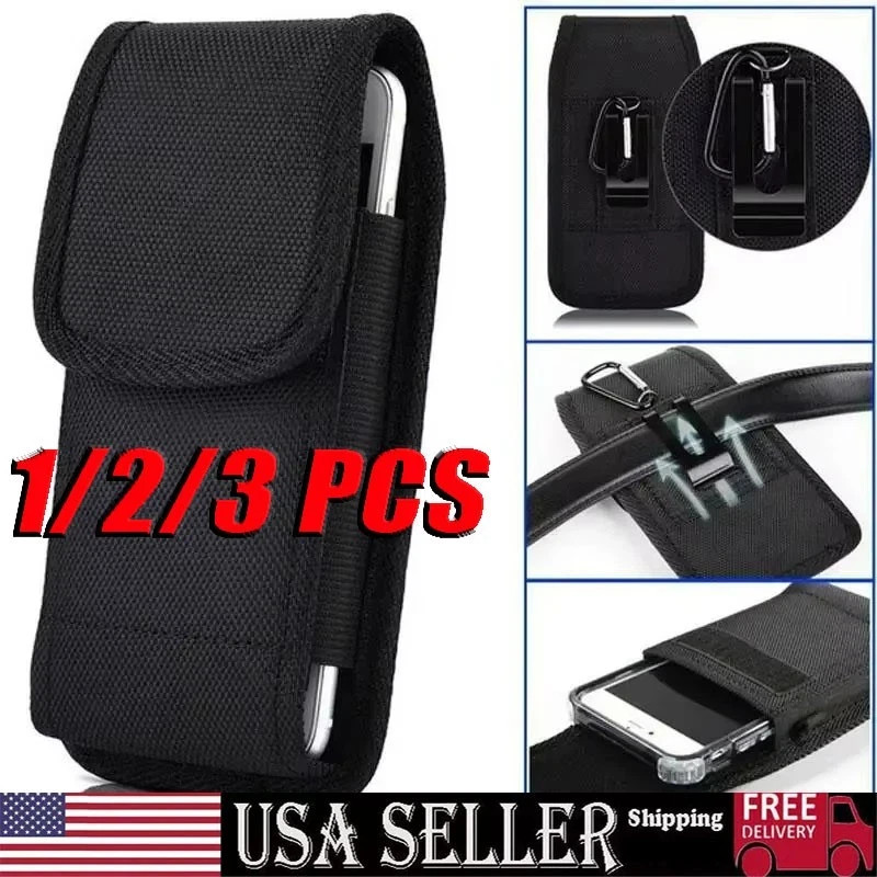 Vertical Cell Phone Holster Pouch Wallet Case With Belt Clip For iPhone Samsung.
