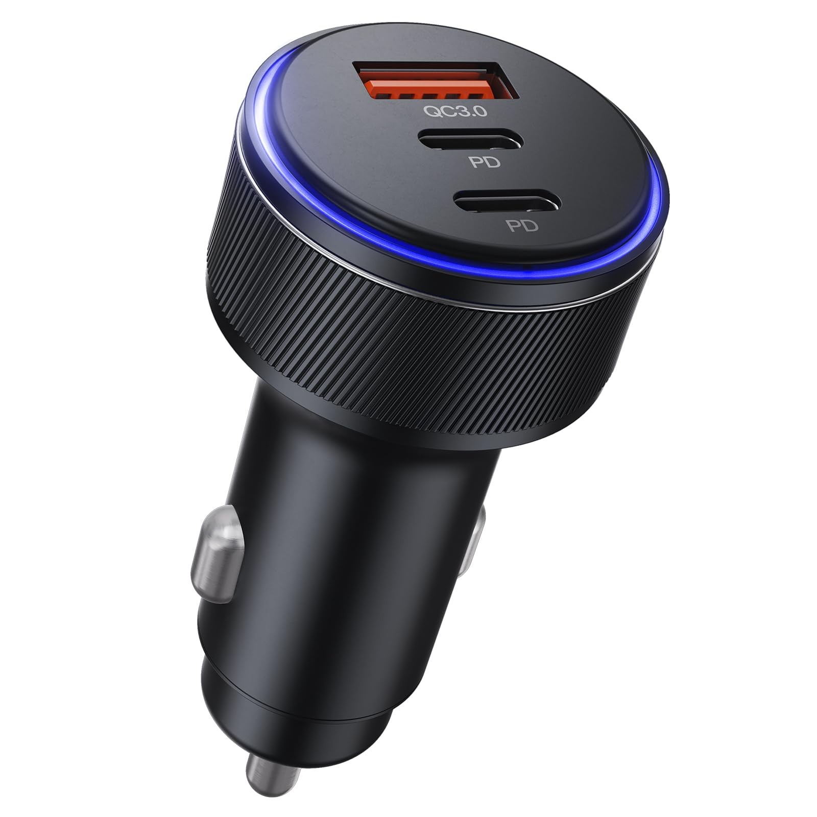 USB-C Car Charger, 3-Port 90W Fast Dual & USB-A 1, black
