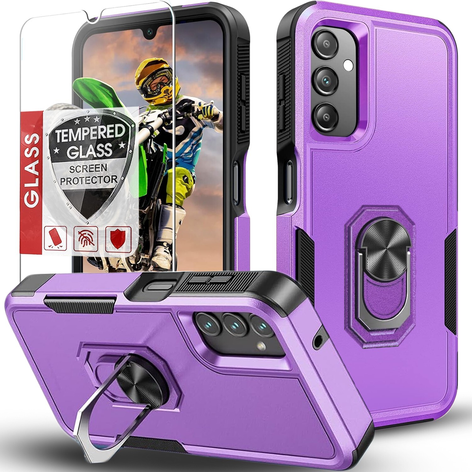 For Samsung Galaxy A13 5G Case Phone Cover Shockproof Kickstand + Tempered Glass