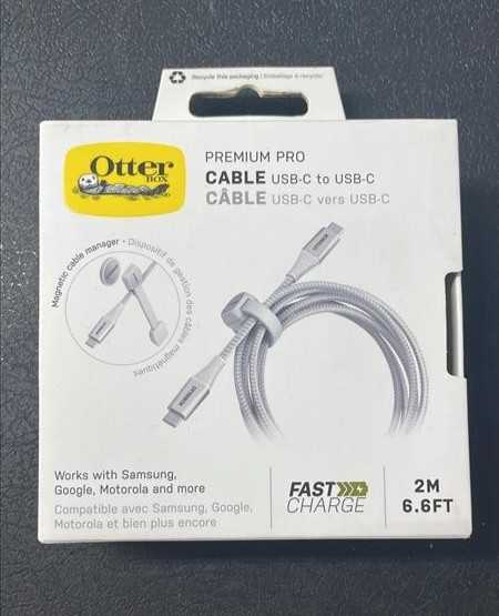 OtterBox Premium Pro USB-C to USB-C Fast Charge 2M/6.6FT Cable – White