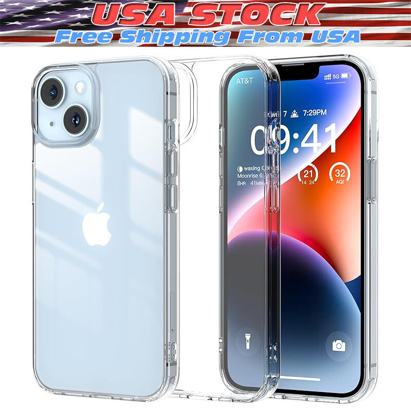 For iPhone 14 13 12 11 Pro Max Mini Soft Silicone Clear Cover Shockproof Case