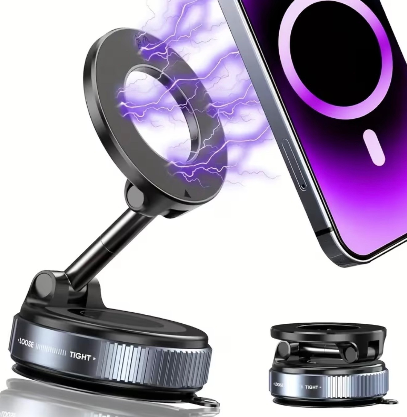 Vacuum Magnetic Phone Holder 360° Adjustable Foldable Phones Mount for Car Gym
