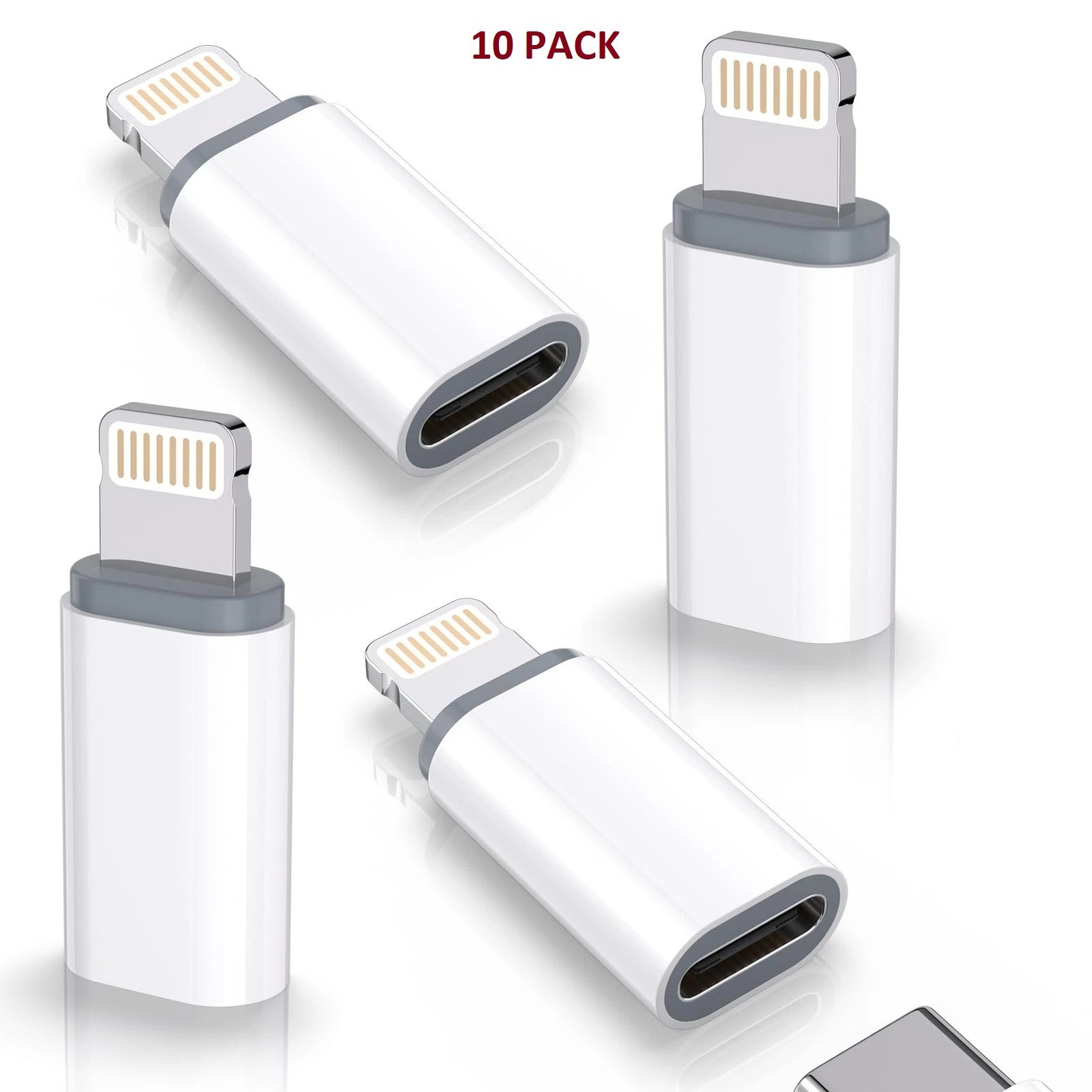 10 Pack New USB C /Type C Female to iP/8Pin Male Converter Adapter White