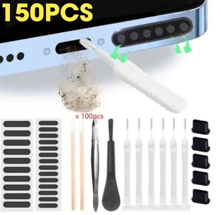 150PC Cell Mobile iPhone Charging USB C Port Speaker Cleaning Set Brush tool Kit