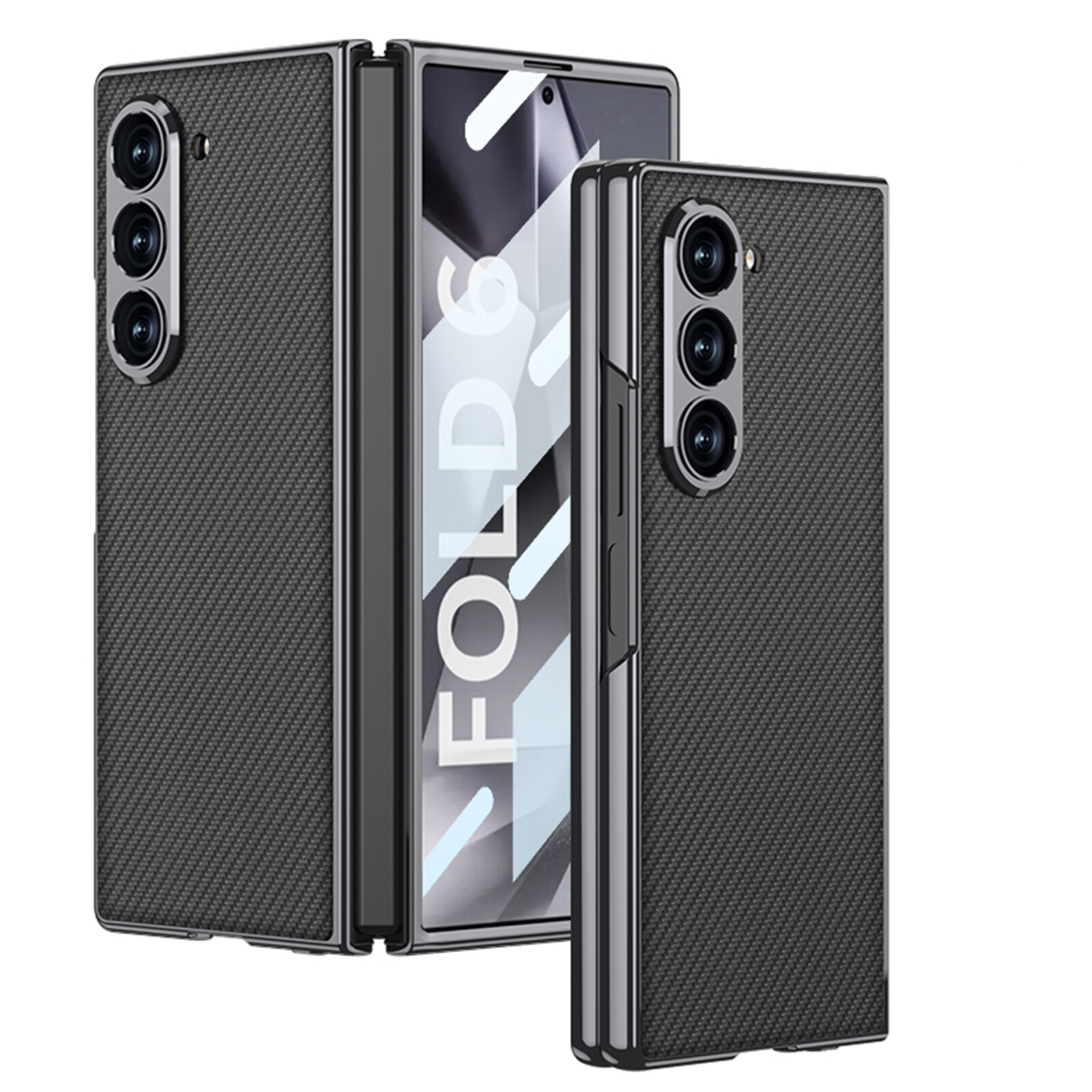Plain Leather Plating Phone Case w/ Screen Protector For Samsung Galaxy Z Fold 6