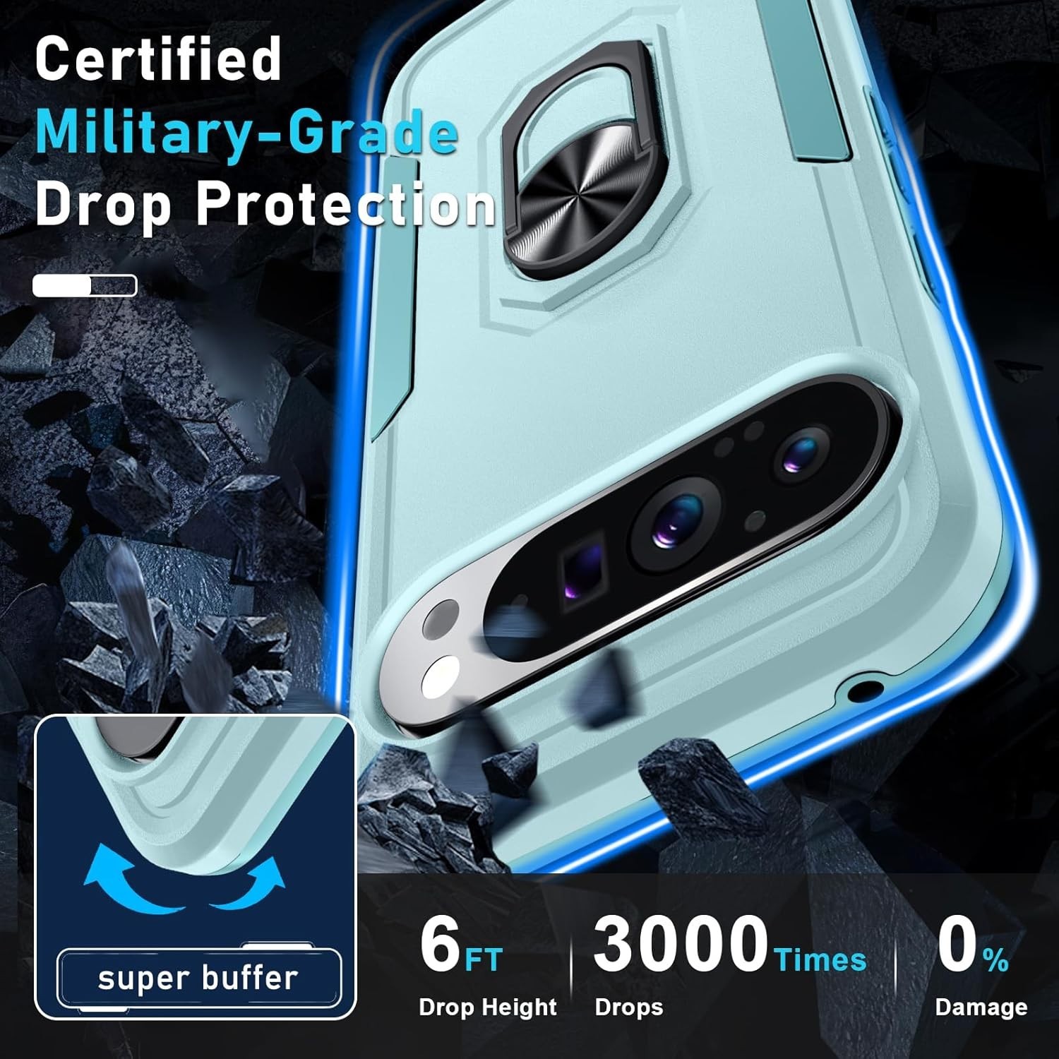 Google Pixel 10 Case military Grade Shockproof with Kickstand,Screen Protector