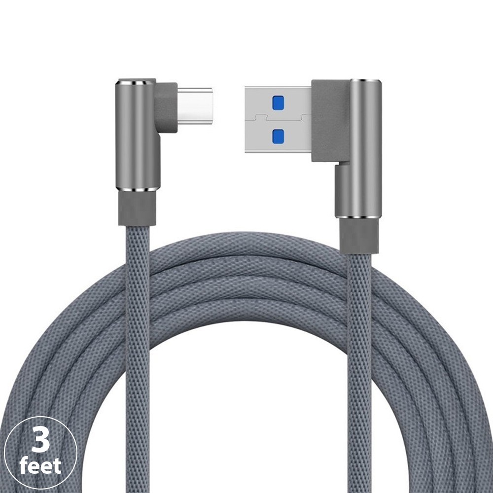 90 Degree Fast Charge USB-A to C Cable Type C Charger Cord Quick Charging Lot
