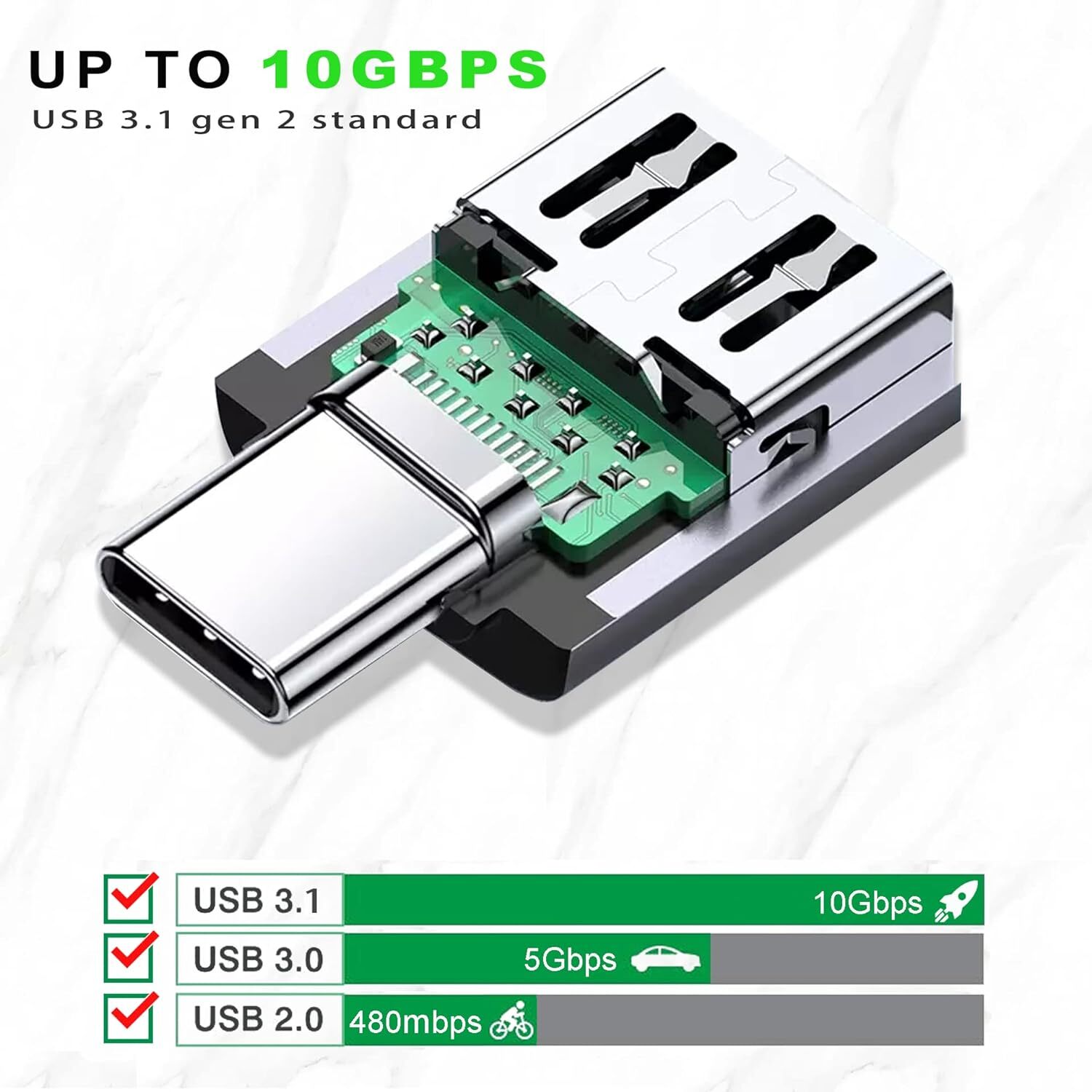 LED USB-C 3.1 Male to USBA Female Adapter Converter OTG Type C Android Phone LOT