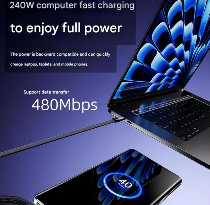 2in1 Invisible Holder Charger Cable–240W Fast Charging Cord with Phone Stand lot