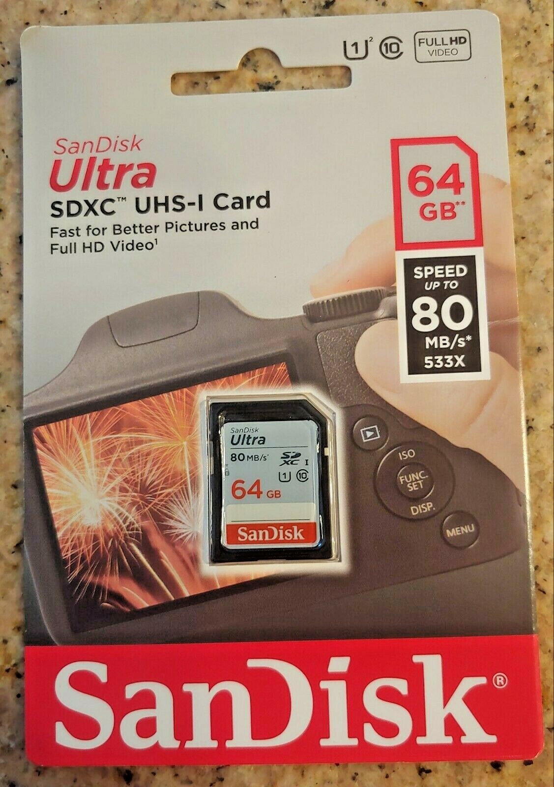 SanDisk Ultra 64GB Class 10 SDXC UHS-I Memory Card up to 80MB/s Pictures & Video