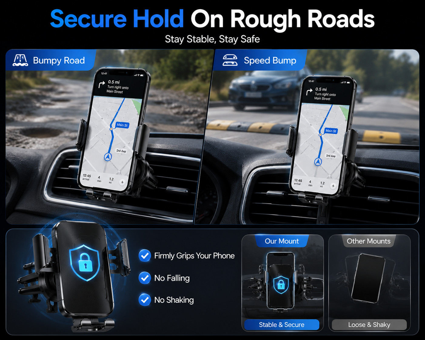 Wireless Car Charger Auto Clamping Phone Mount 15W Fast Charging Vent Holder