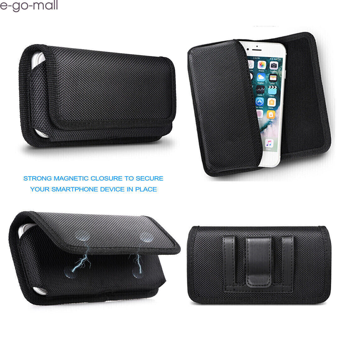 Cell Phone Pouch Horizontal Nylon Holster Belt Clip Rugged Case Cover -3 Sizes