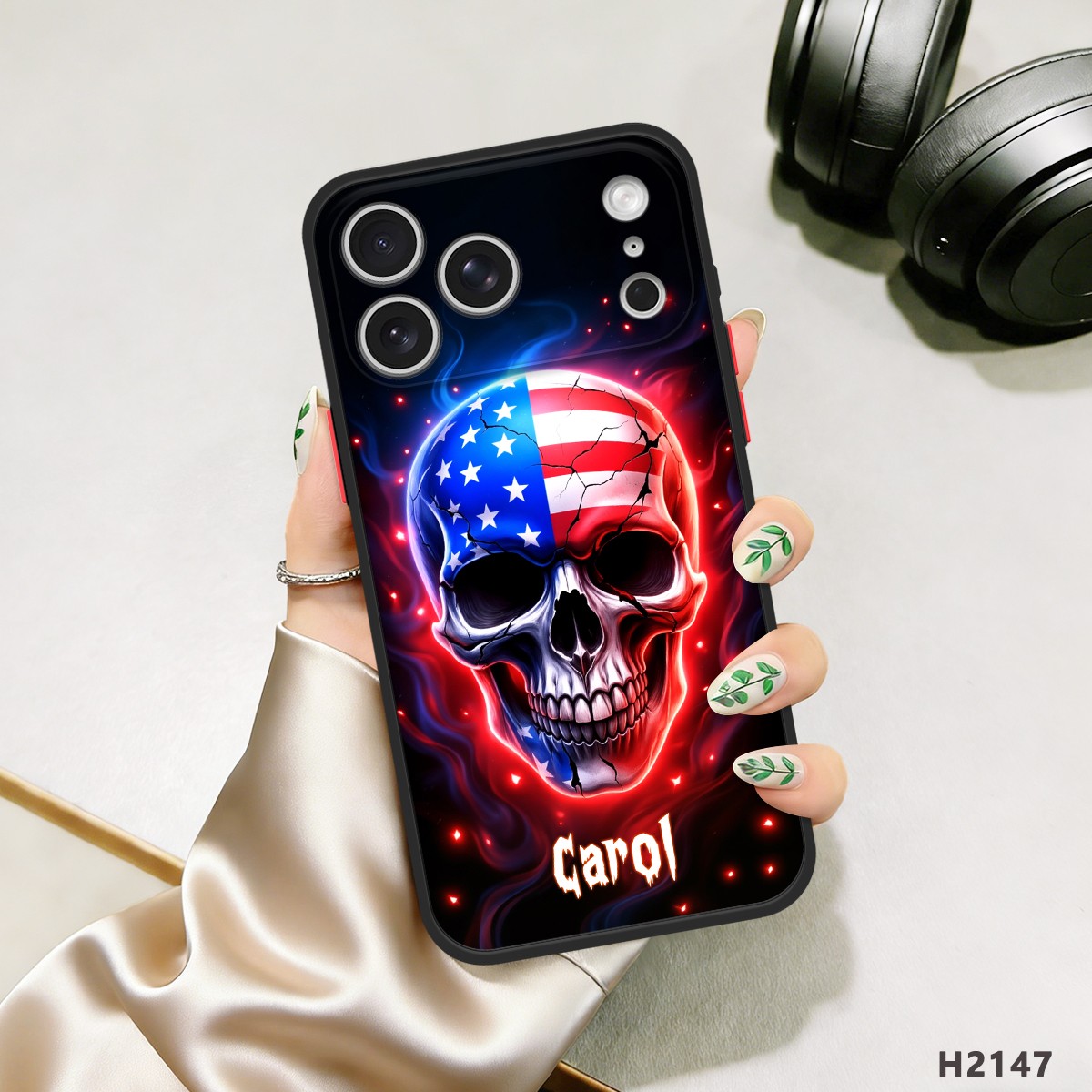 For Samsung Galaxy S26 iPhone 16 17 Customized Flag Skull Phone Case Matte Cover