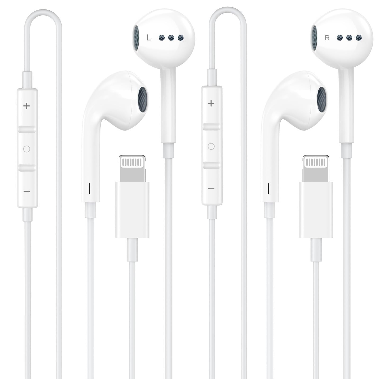 2 Pack Wired Earbuds for iPhone 14 13 12 11 Pro Max Lightning Headphones Mic