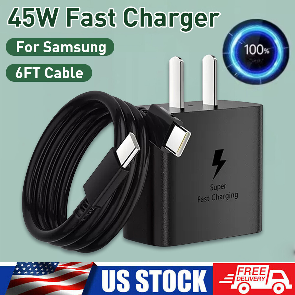 45W PD Fast Wall Charger+Type-C Cable For Samsung Galaxy S24 S23 S22 S21 ultra