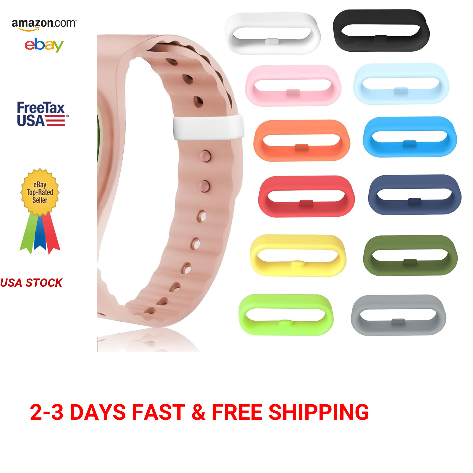 Multi Color Silicone Band Keeper Locks for Fitbit Garmin Disney Magic Bands 1.0
